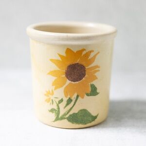 Vtg ROBINSON RANSBOTTOM 1 QT Stoneware High-Jar/Crock Floral-Painted SUNFLOWERS